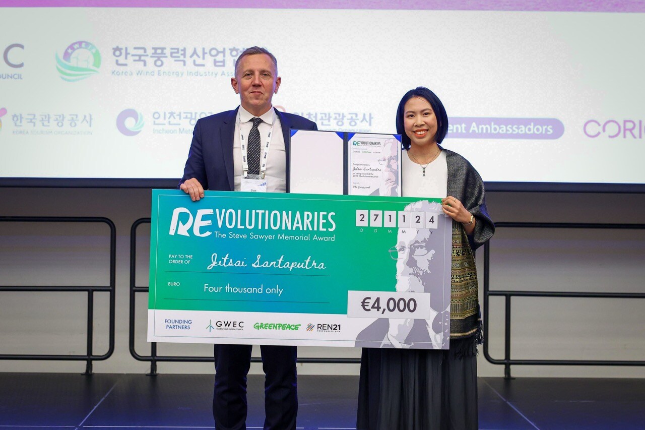 Thai co-founder of youth-led energy transition community wins REvolutionaries Award from GWEC, Greenpeace and REN21